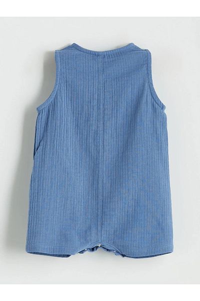 LC Waikiki Lcw Baby Blue Crew Neck Baby Boy Muslin Jumpsuit