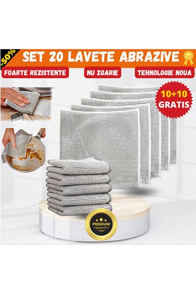 iTin Set 20 Lavete Duble Abrazive de Sarma care Nu Zgarie, Multifunctionale, Reutilizabile, Indeparteaza