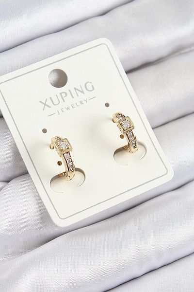 SeyCey.co Xuping Zircon Stone Belt Model Gold Color Women's Earrings
