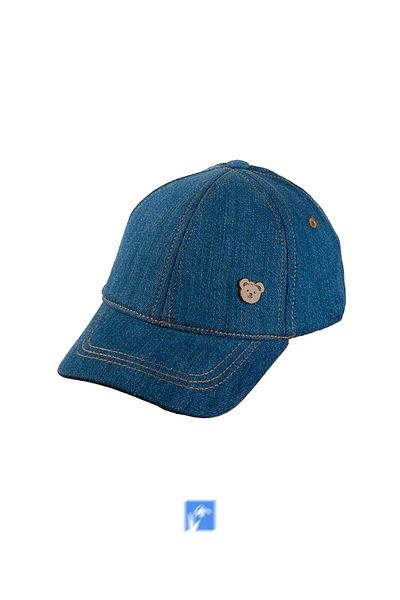Kardelen Butik Denizli 100% Cotton Bear Denim Baby Boy Hat (Age 1-3) (Size 48-50 cm)