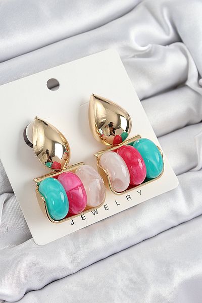 SeyCey.co Brass Mixed Color Vintage Model Women's Earrings