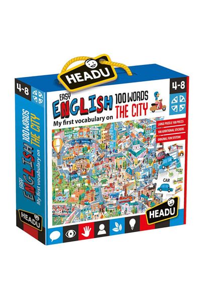 Headu Puzzle Headu Teacher Tested - Orasul, 100 de cuvinte in limba engleza, 108 piese