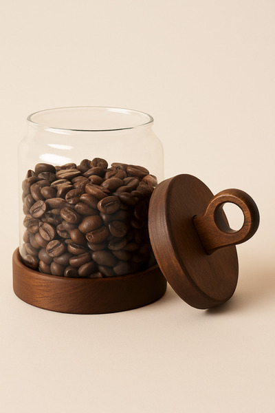 Mirilliahome Set of 4 Glass Jars |   Vacuum Acacia Storage Jar with Lid