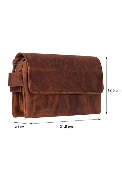 Lev Leather Genuine Leather Handbag with Magnetic Cover, Phone Compartment and Wrist Strap