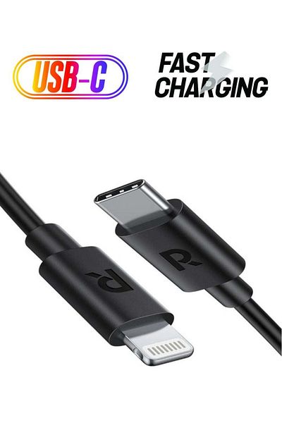 RavPower MFi Certified USB Cable With TypeC To Lightning Connector Black