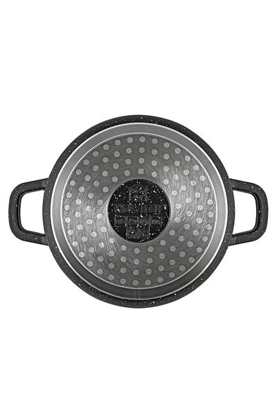 Kinghoff Pot with lid 24 cm, 4.5L – Kinghoff KH 1595, marble coating, black color, hobs and induction