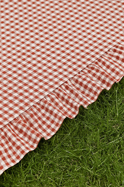 Mirilliahome Red Gingham Ruffled Picnic Cloth 170X170 cm