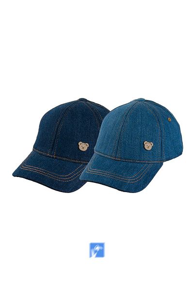 Kardelen Butik Denizli 100% Cotton Bear Denim Baby Boy Hat (Age 1-3) (Size 48-50 cm)