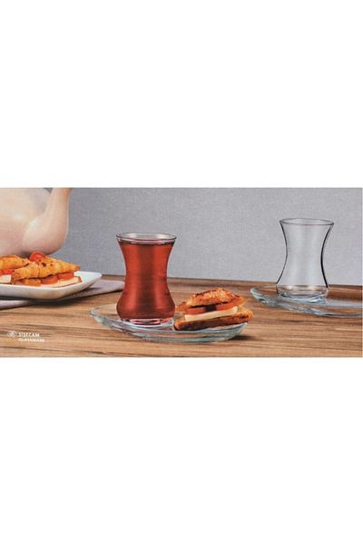 Paşabahçe 96994 8 Piece Glass Thin Waisted Presentation Tea Cup Set