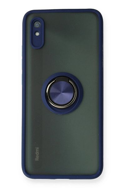 CepteToptan حافظة هاتف Xiaomi Redmi 9A من السيليكون مع حلقة مونتريال - أزرق داكن - MKİ4763-2073