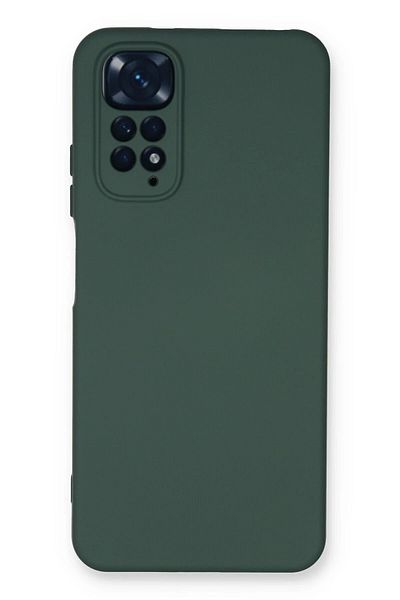 CepteToptan حافظة هاتف Xiaomi Redmi Note 11 من السيليكون المخملي الداخلي - أخضر داكن - MKİ6025-5657