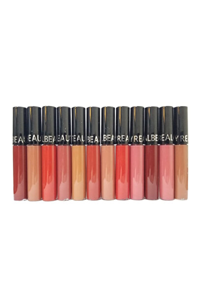 real beauty ريل بيوتي طقم ارواج شفاه سائلة 12 قطعه ميني