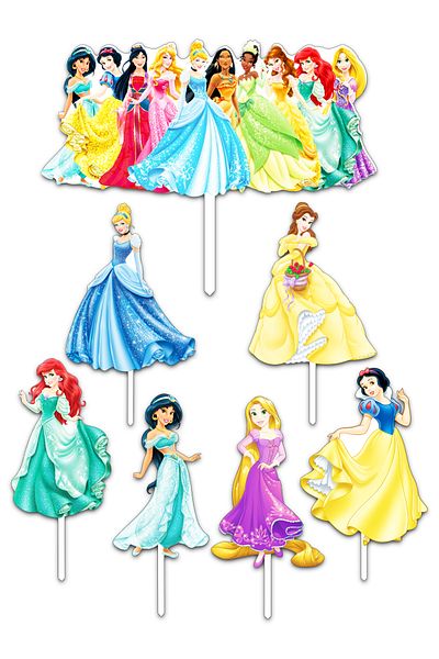 Bloom Atelier Disney Princess Cake Topper, Set of 7 Cake Accessories, Cake Topper Accessories, Cake Decorations