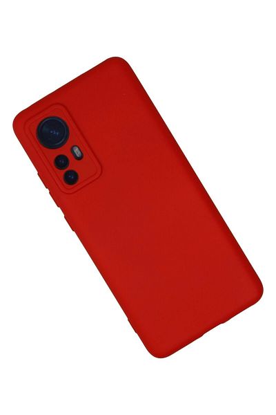 CepteToptan حافظة هاتف Xiaomi Mi 12 من السيليكون المخملي الداخلي - أحمر - MKİ4892-4930
