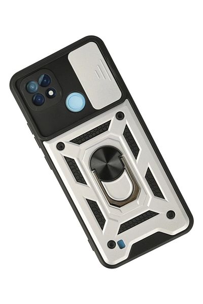 CepteToptan حافظة Realme C21 من السيليكون مع حلقة عدسة Pars - فضي - MKİ9091-5109