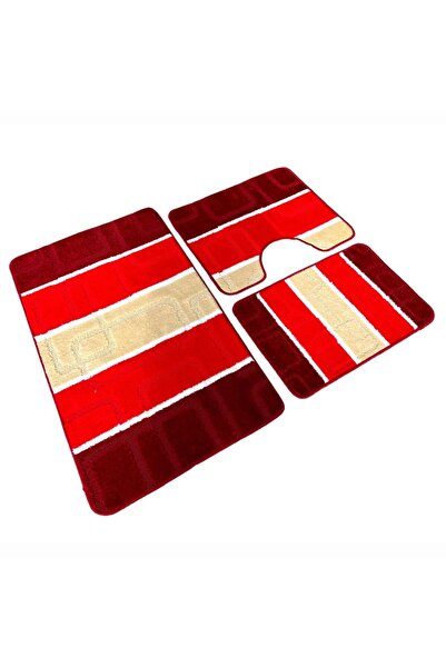 OPTIM DEKO Set covoras de baie 3 piese, polipropilena, 100x60, 60x50, 40x60, Rosu Multicolor