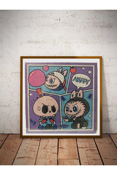 synshop Labubu Elmas Mozaik Kendin Yap Dıy Boyama Seti Boncuklu Taşlı Tablo T...