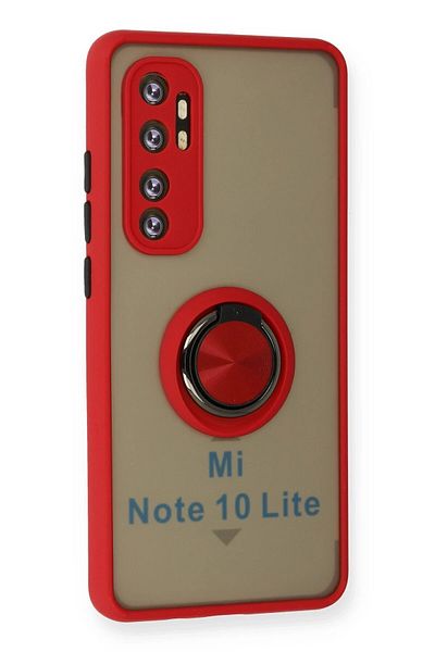 CepteToptan حافظة هاتف Xiaomi Mi Note 10 Lite من السيليكون مع حلقة مونتريال - أحمر - MKİ5917-6336