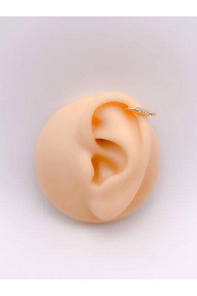 Trinos Cerrrahi Çelik Piercing ( Pirsing ) Zirkon Taşlı Dikdörtgen Conch Helix Piercing (1adet)