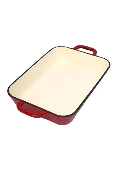 Perfect Home Enameled cast iron tray with handles, 33.5x22x7 cm, 16642, red