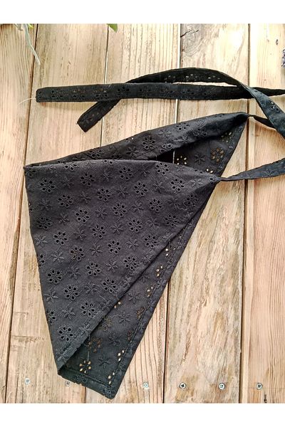 Mufincollection Handmade Lace Fabric Lace-Up Bandana – Vintage Triangle Style