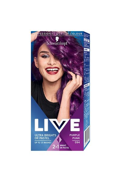 Schwarzkopf Live Ultra Brights 094 Purple Punk Semi-Permanent Hair Dye, 80 ml