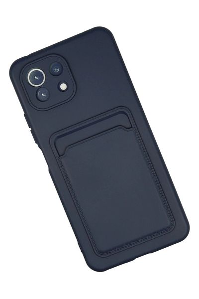 CepteToptan حافظة هاتف Xiaomi Mi 11 من السيليكون مع بطاقة عمل كلفن - أزرق داكن - MKİ8385-2455