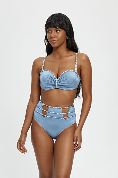 Louren B1858 Boş Kaplı Straplez Bikini Takımı - Gri