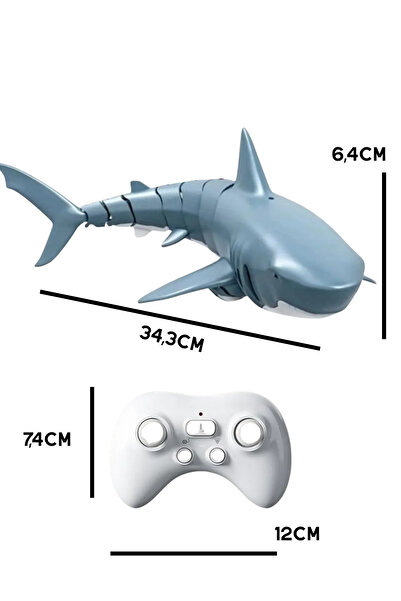 Boratila Toys 2.4 Ghz Yüzen Full Fonksiyon Şarjlı Su Püskürten Beyaz Köpekbal...