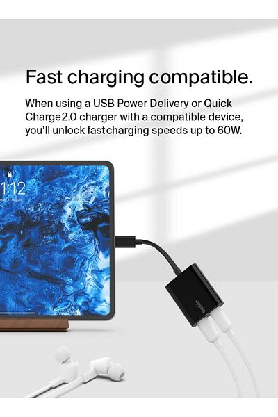 Belkin USB-C Splitter (Audio + Charge Adapter)