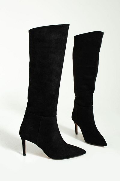 Bestyle Kyla Women's Black Heeled Suede Boots