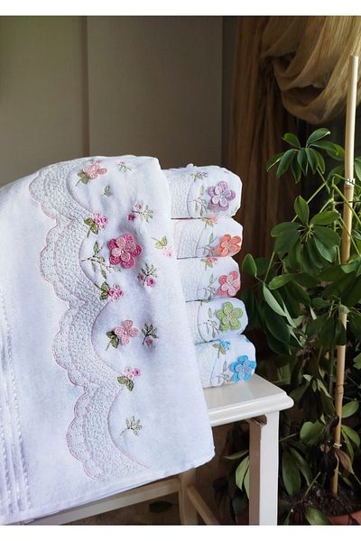 Fiesta Aybüke Λευκό Βελούδο 3D Κεντημένο Κουτί 50x90 cm 100% βαμβάκι