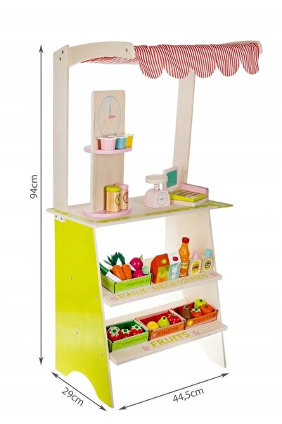 İSP Wooden shop "ISP LikeSmart WoodShop", 94 cm, 29 accessories, scale, vegetables and fruits, credit card