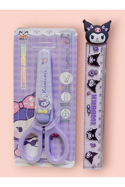 izmir yazici servis Kuromi Scissors and Ruler Set Set of 2 Gift Scissors 15 Cm. Ruler 15 Cm.