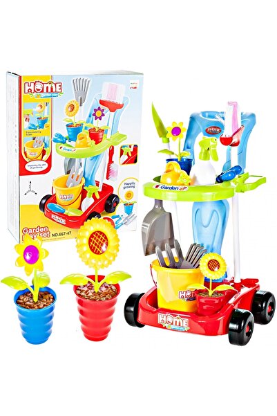 Est Cleaning and Gardening Set, Educational and Creative, 24 Accessories, Portable Cart, Home Garden Pl
