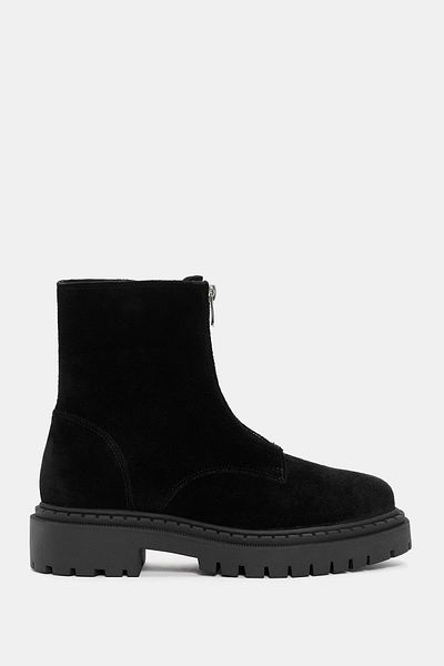 Bestyle Ziva Women's Black Suede Leather Zippered Boots