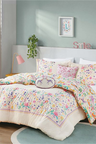 Bee Home Bed and Bath Lulu | 5 Pieces Full Comforter Set - 219 X 193 Cm - Blush