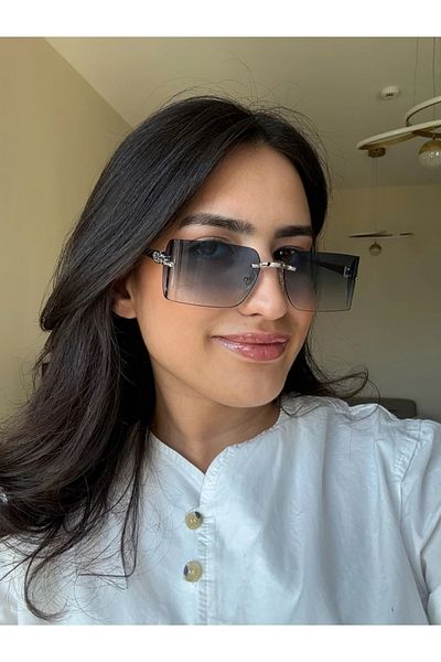RoseandRoses Arva Logo Detail New Season Sunglasses Blue Silver