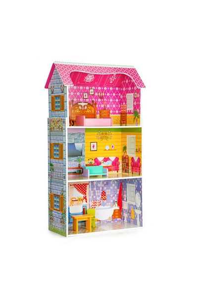 İSP Wooden dollhouse without sharp edges, "ISP LikeSmart Single Residence" with 3 floors