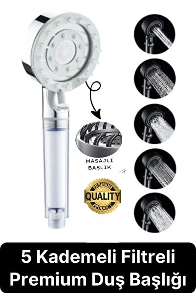 Genel Markalar 5 Kademeli Filtreli Basınçlı Duş Başlığı | Su Tasarruflu Masaj...