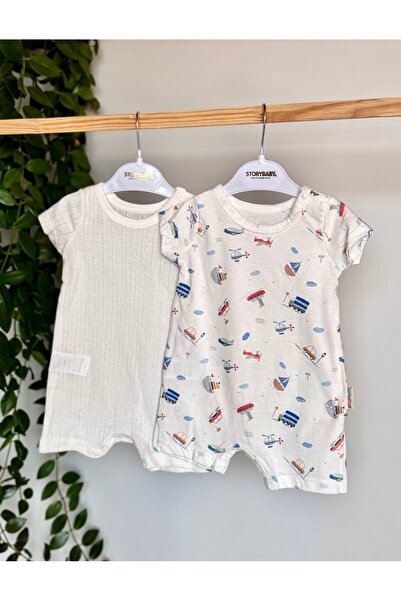 KapsülBebek %100 organik pamuk 2’li yazlık günlük kısa kollu unisex bebek tul...