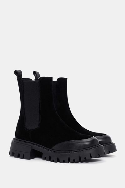 Bestyle Gates Women's Black Real Suede Leather Chelsea Boots