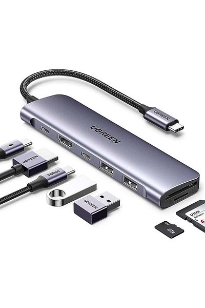 Ugreen | USB-C To HDMI+2*USB 3.0 A+ USB-C+SD/TF+PD Converter |Gray
