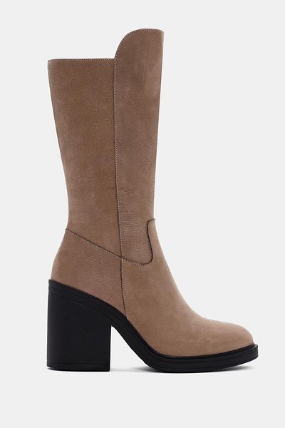 Bestyle Lana Women's Beige Real Leather Heeled Boots