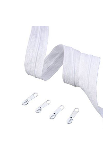 OEM Zipper by the meter no. 3 - 10 m white roll + 10 sliders