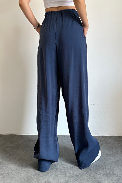 adba style Beli Lastikli Paraşüt Kumaş Bol Kesim Palazzo Kadın Pantolon 4017