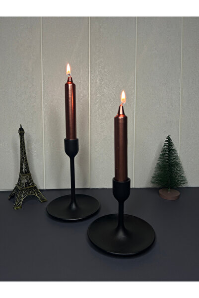 Lusora Design Dekoratif Sedefli 2 Adet Şamdan Mumu - Bronz