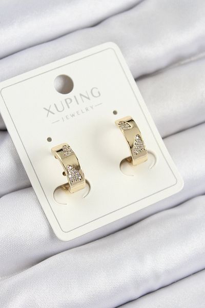 Toptan Bulurum Xuping Zircon Stone Patterned Hoop Model Gold Color Women's Earrings