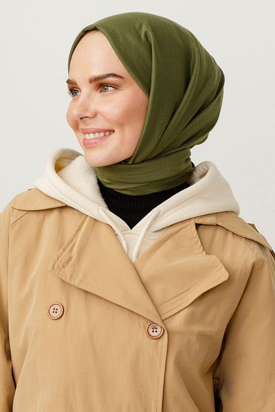 VALORSCARF Βαμβακερό Σάλι Κρασ - Χακί - 80x190