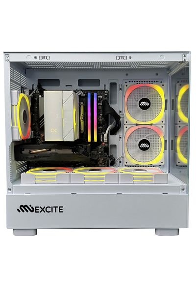 MIEXCITE كمبيوتر شخصي I5-14400 RTX 5060TI H610 16 جيجابايت DDR5 أبيض